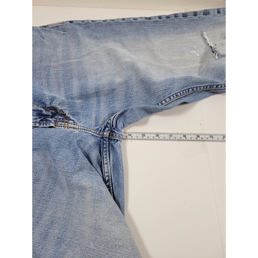 American Eagle Jeans Mens 34x32 Light Wash Good Original Straight Distressed - Picture 3 of 9